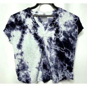 Young Fabulous & Broke Womens Sz 6 Navy Tie Dye V-Neck Cropped Top NEW